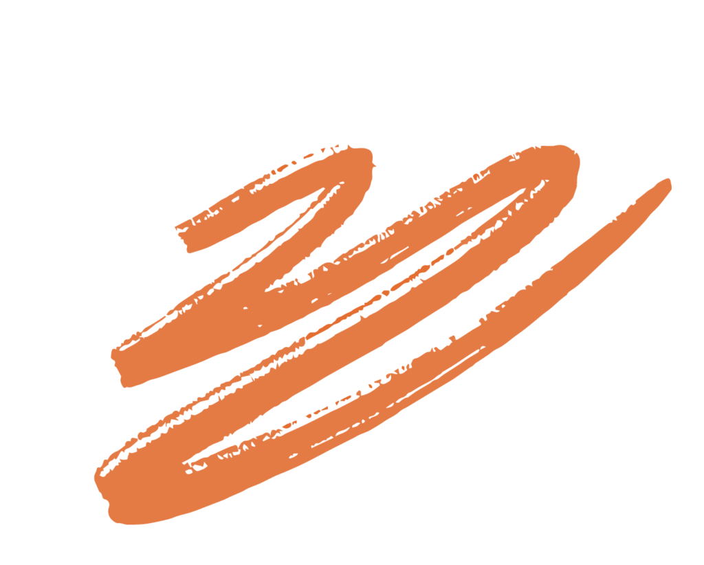 Image of an orange brushstroke forming two curved lines on a transparent background.